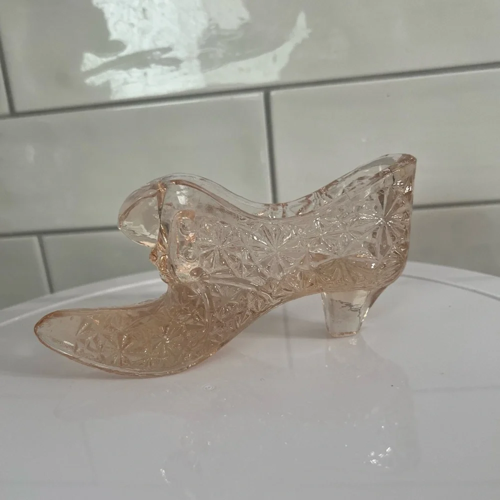 Vintage Pink Glass Shoe